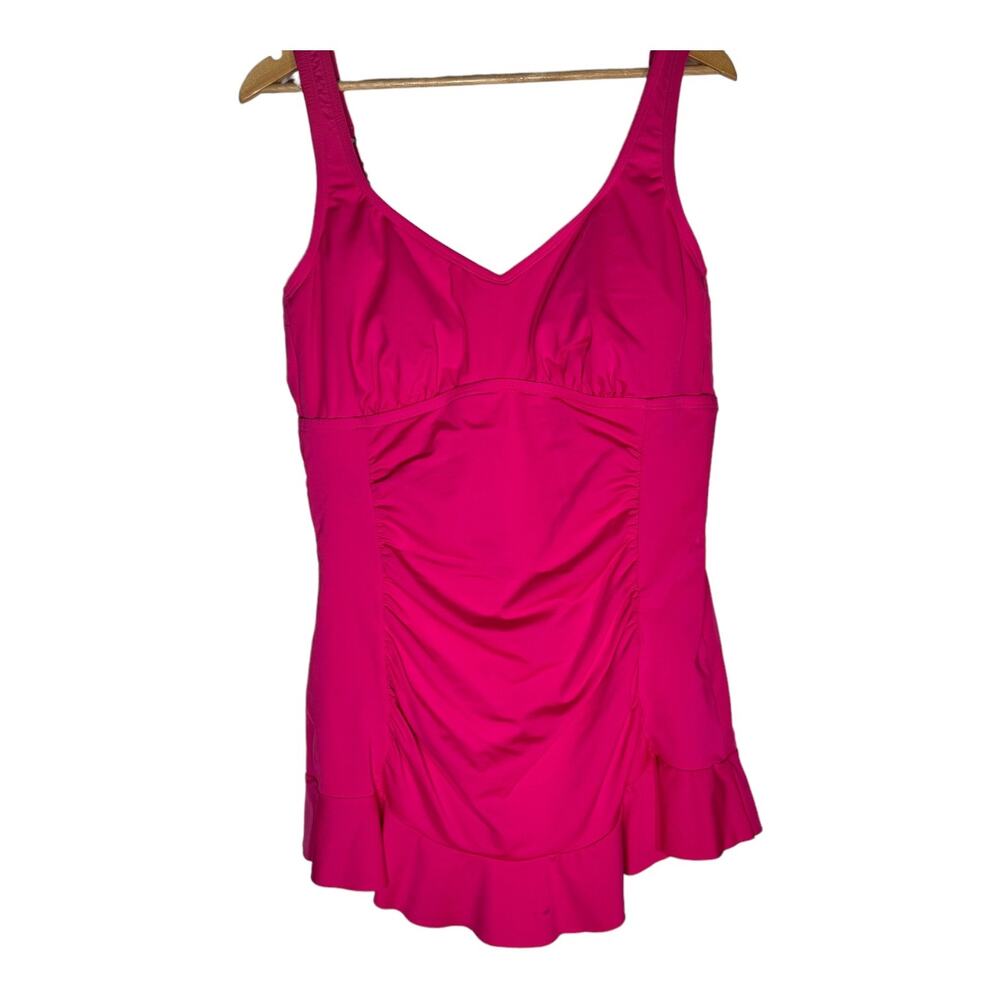 Kenneth Cole Reaction Bright Pink 1X large One Piece Swimsuit